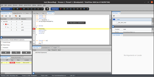 Debug C++ TotalView GUI